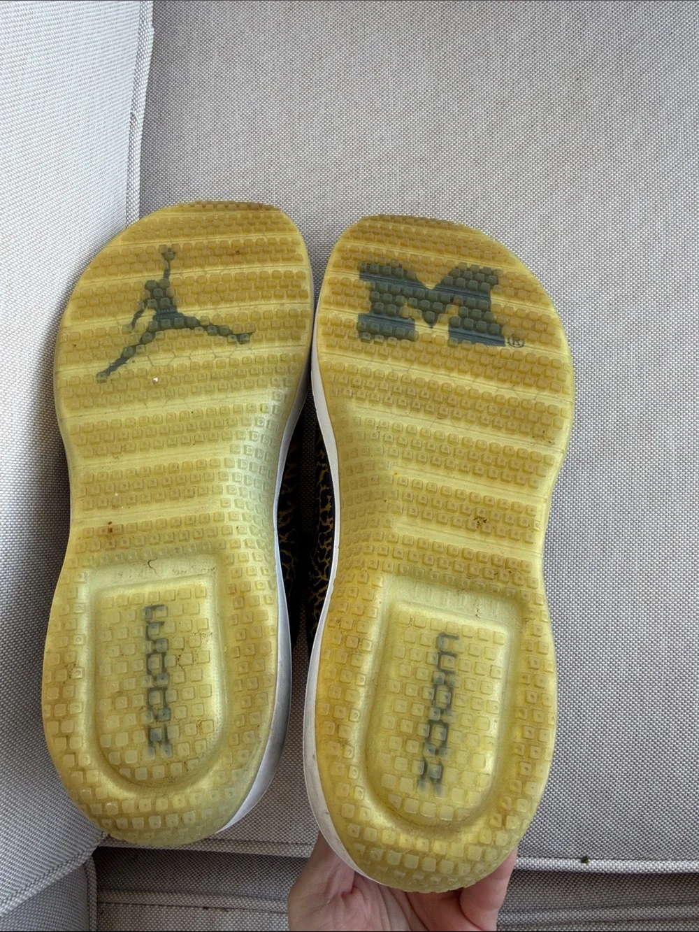 Jordan U of M Navy and Yellow Patterned Sneakers